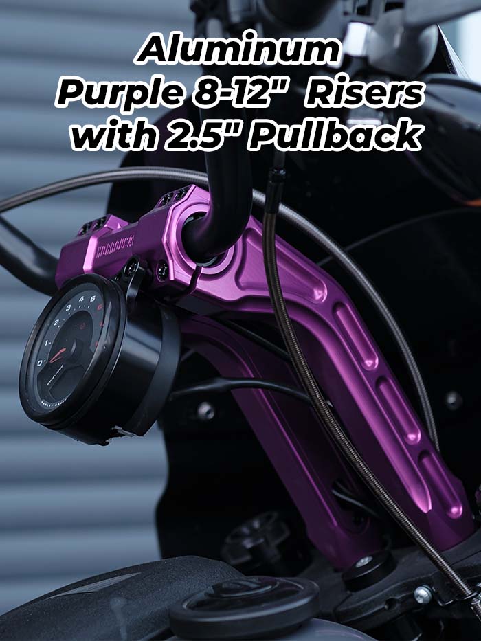Aluminum Purple 8-12″ Risers with 2.5″ Pullback