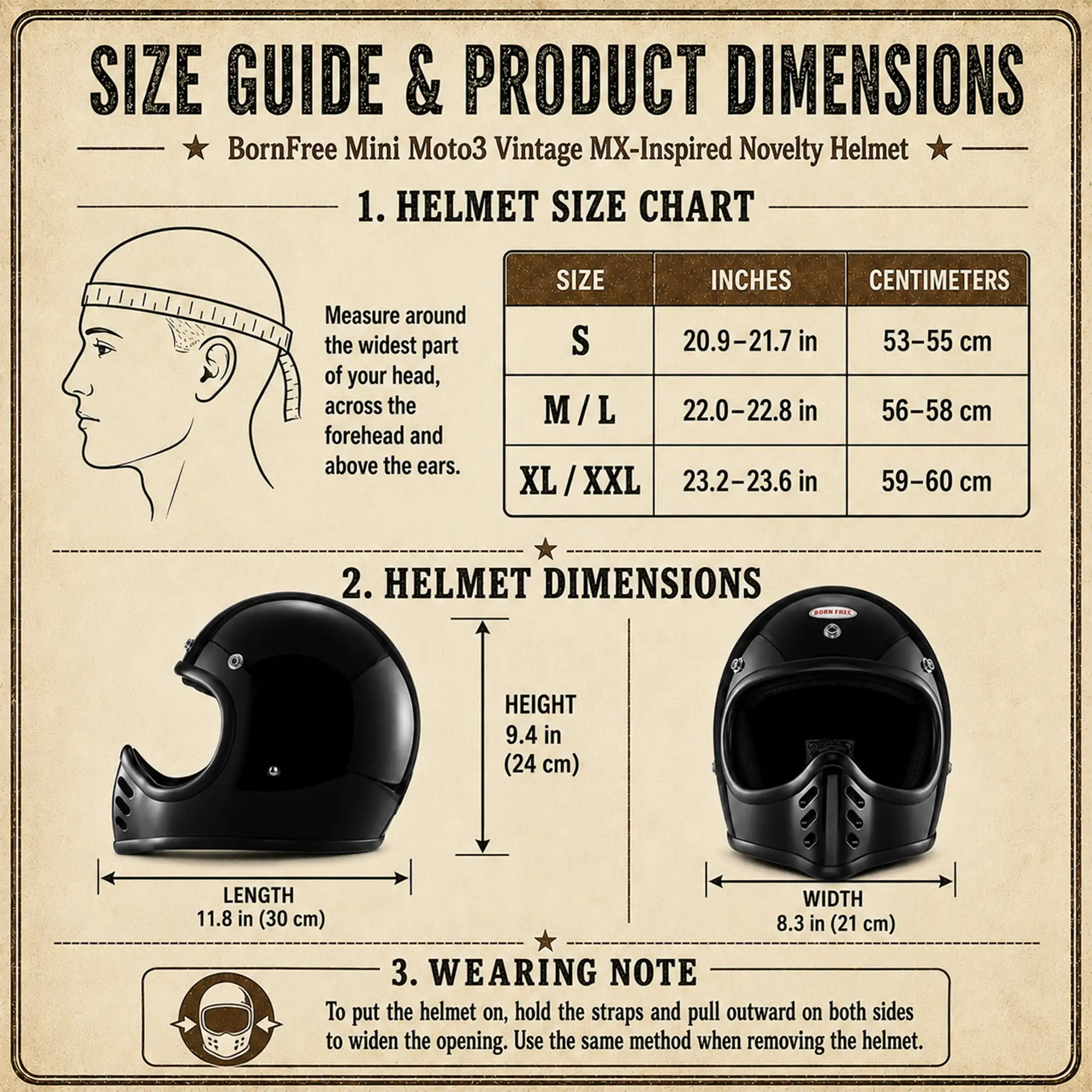 BornFree Mini Moto3 Vintage MX-Inspired Novelty Helmet – Chrome Trim Edition - Image 5