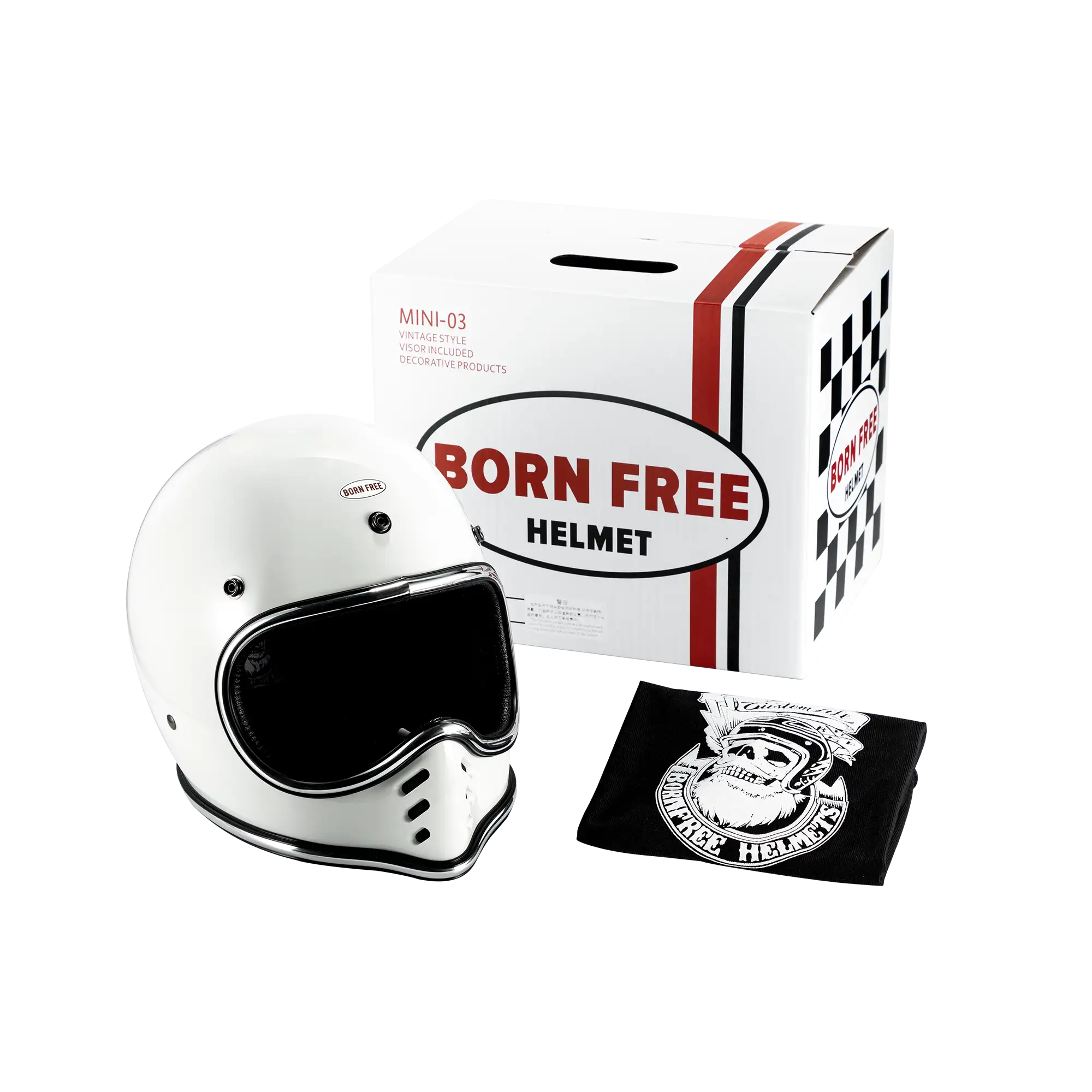 BornFree Mini Moto3 Vintage MX-Inspired Novelty Helmet – Chrome Trim Edition - Image 6