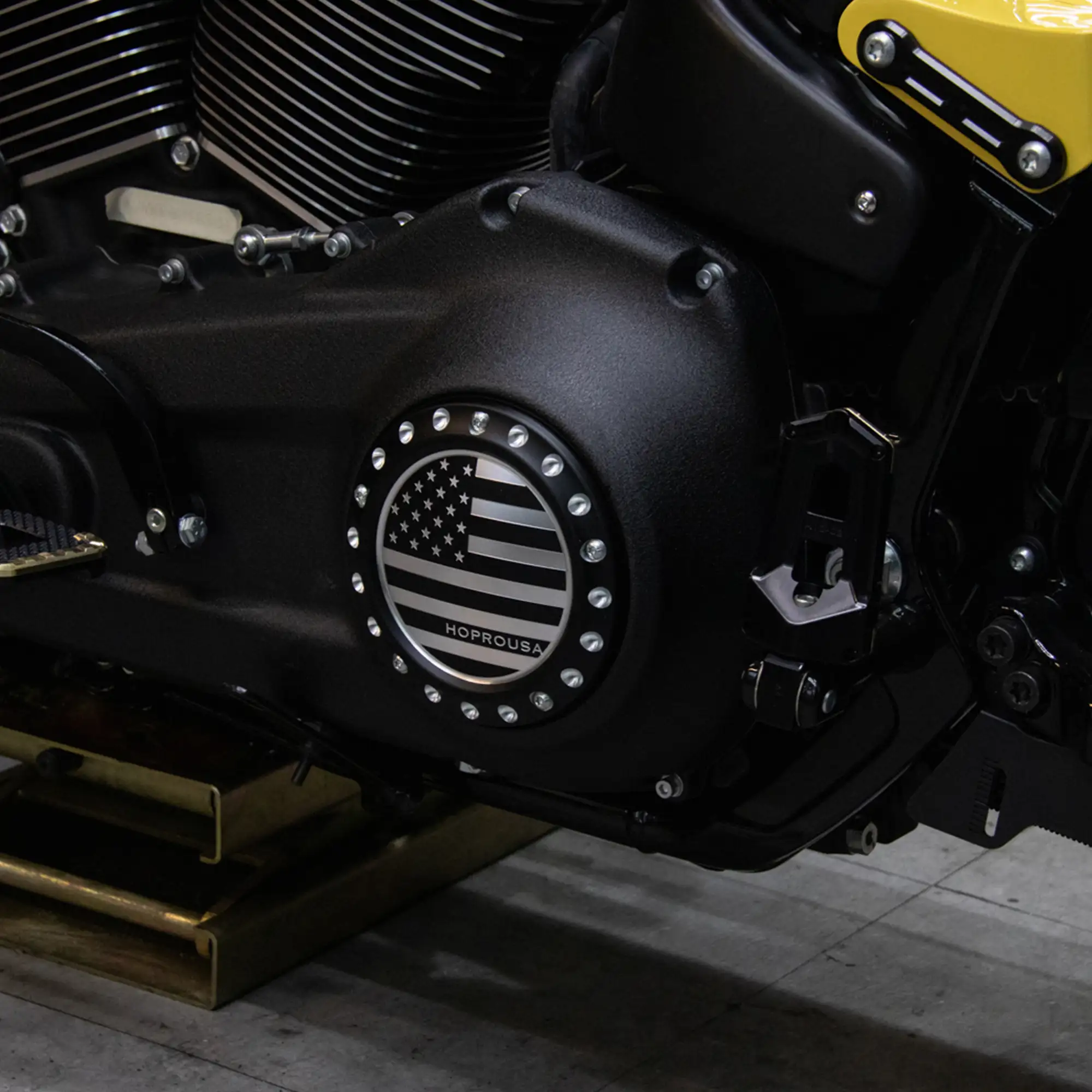 Stars & Stripes CNC Aluminum Derby Cover for M8 Softail - Image 4
