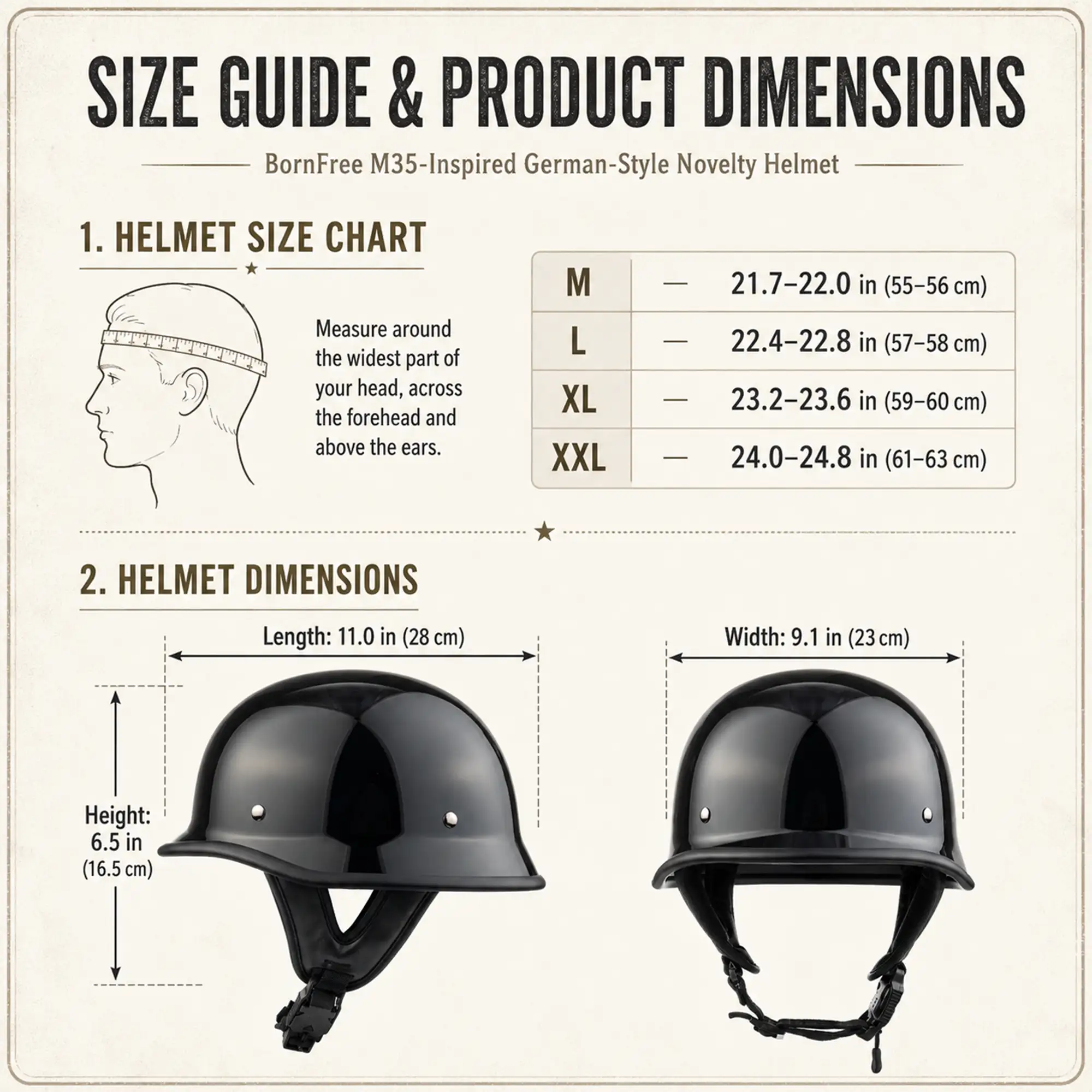 BornFree M35-Inspired German-Style Novelty Helmet - Image 9