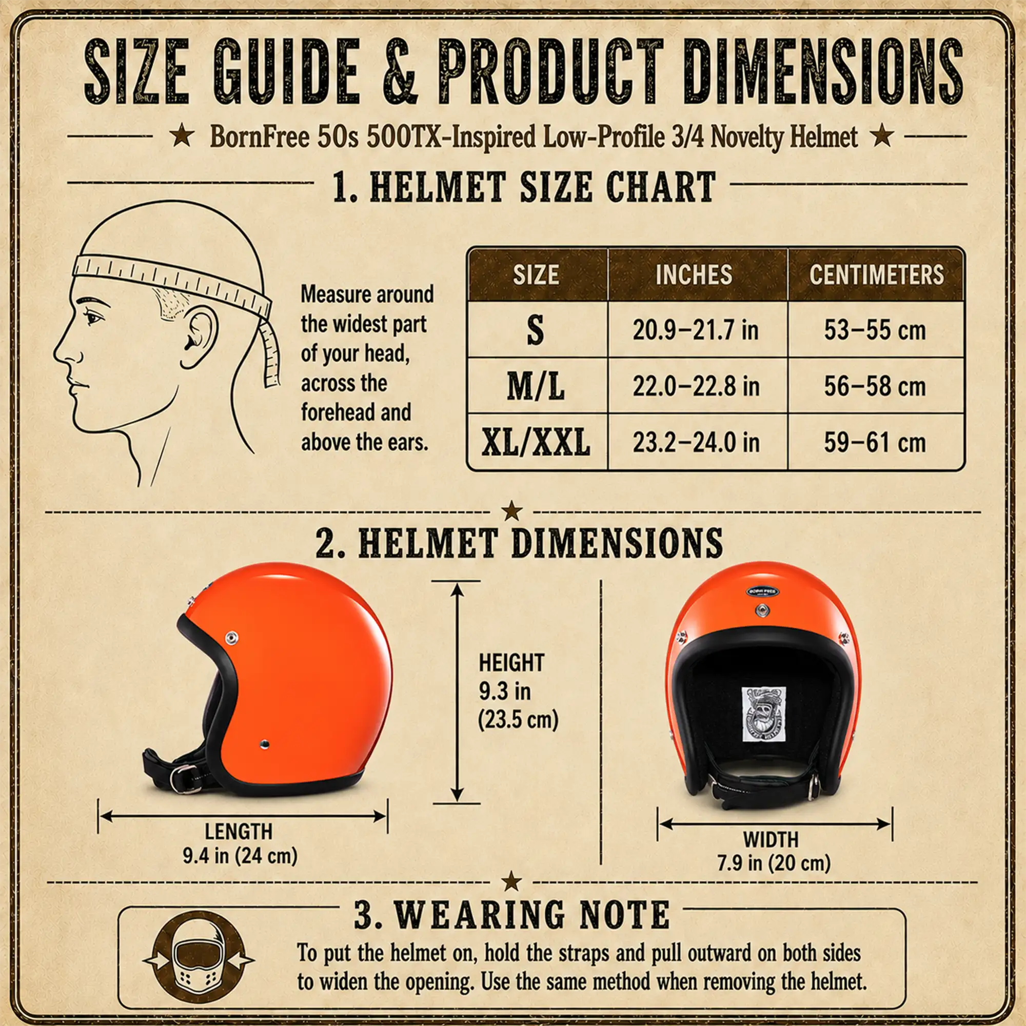 BornFree 50s 500TX-Inspired Fiberglass 3/4 Novelty Helmet - Image 5