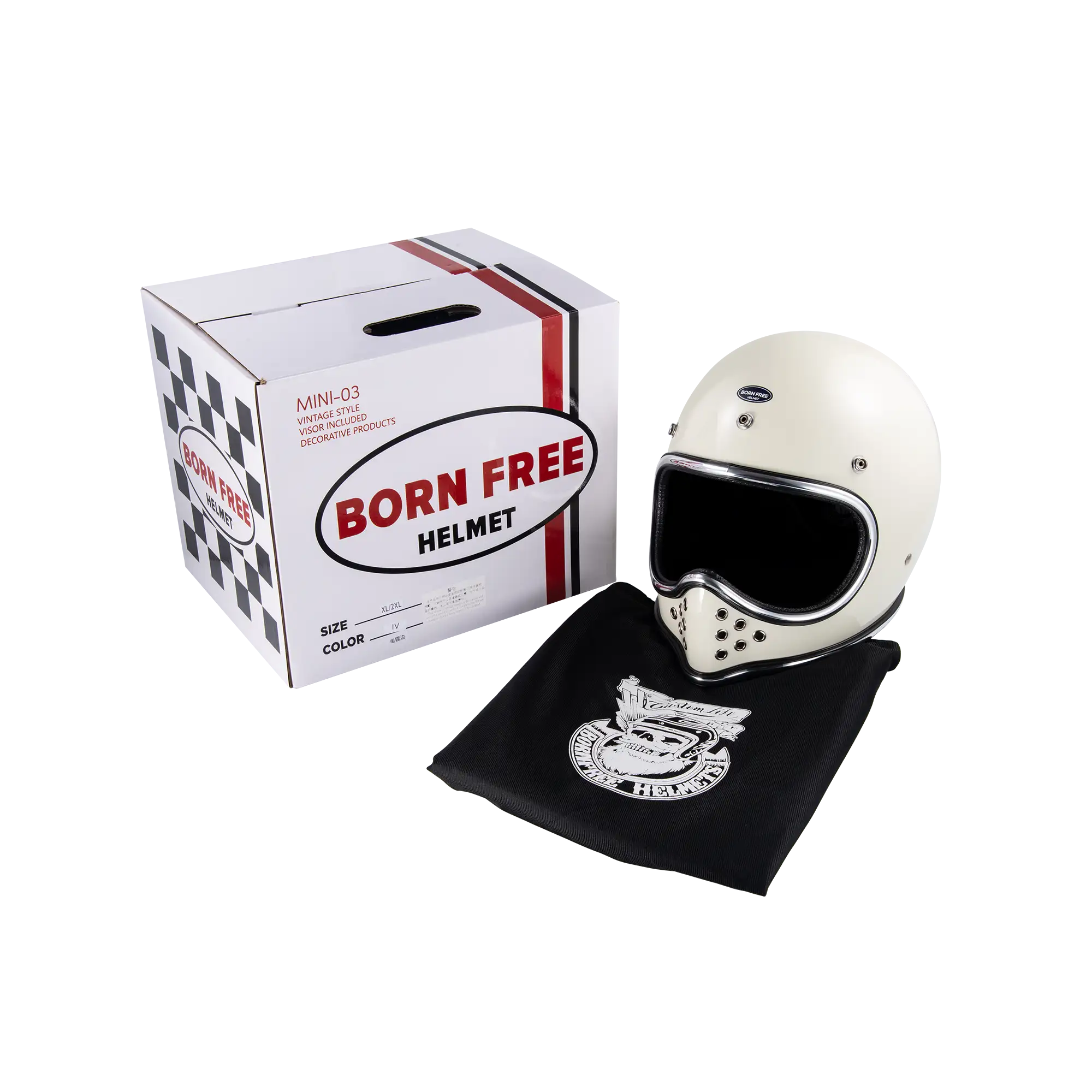 BornFree Mini Moto3 Round-Vent Vintage MX-Inspired Novelty Helmet - Image 5