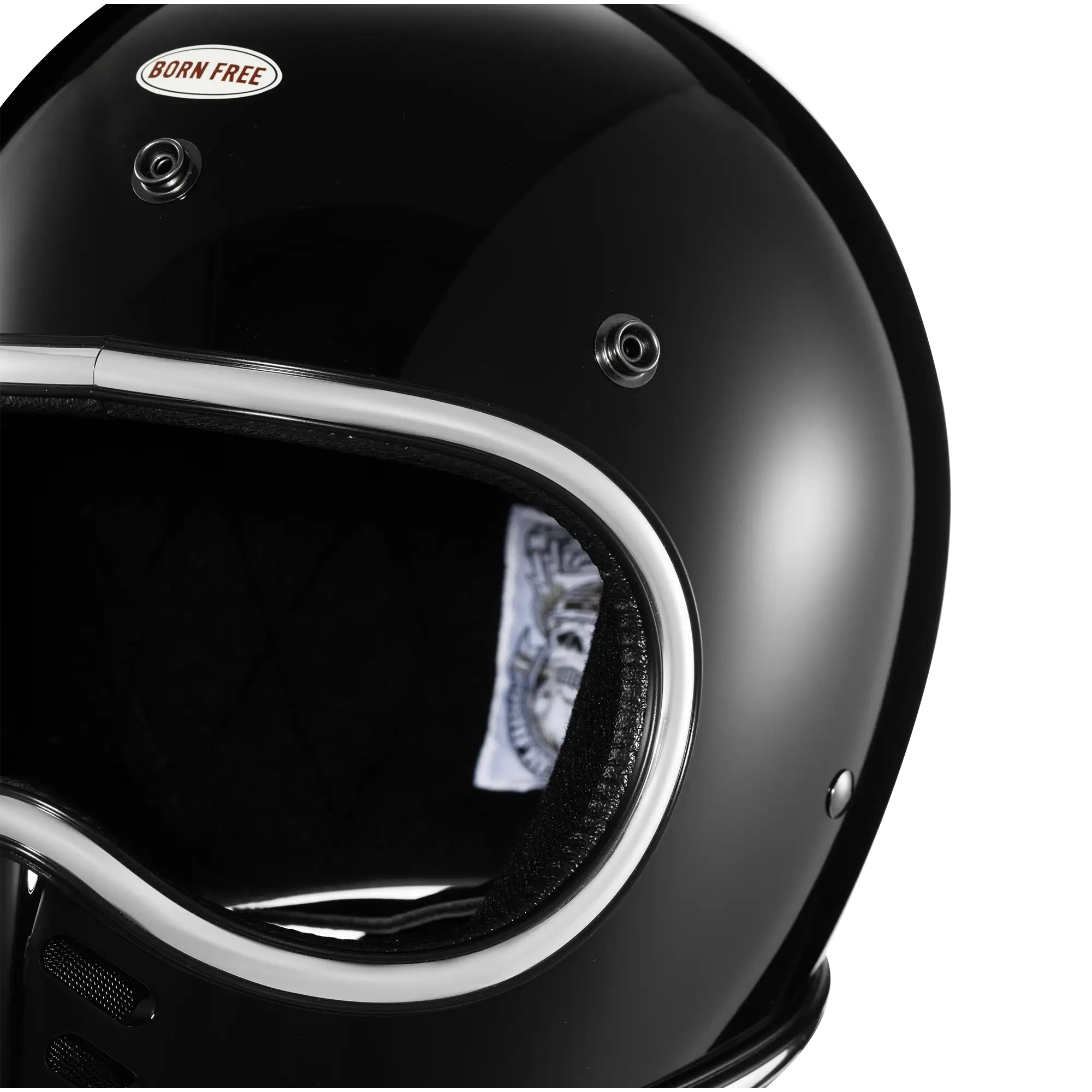 BornFree Mini Moto3 Vintage MX-Inspired Novelty Helmet – Chrome Trim Edition - Image 3