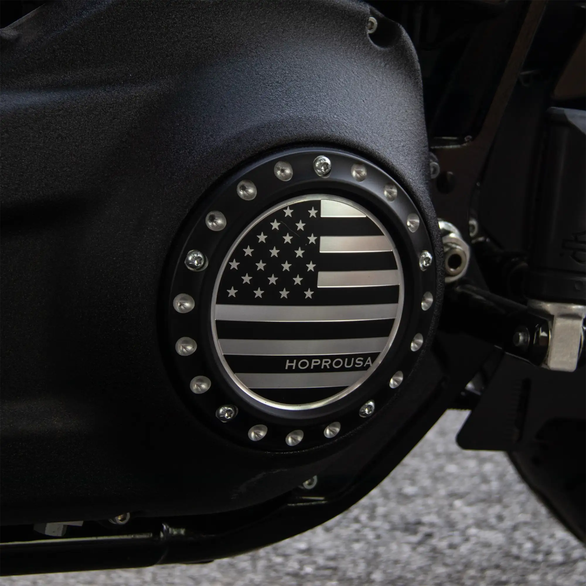 Stars & Stripes CNC Aluminum Derby Cover for M8 Softail - Image 3