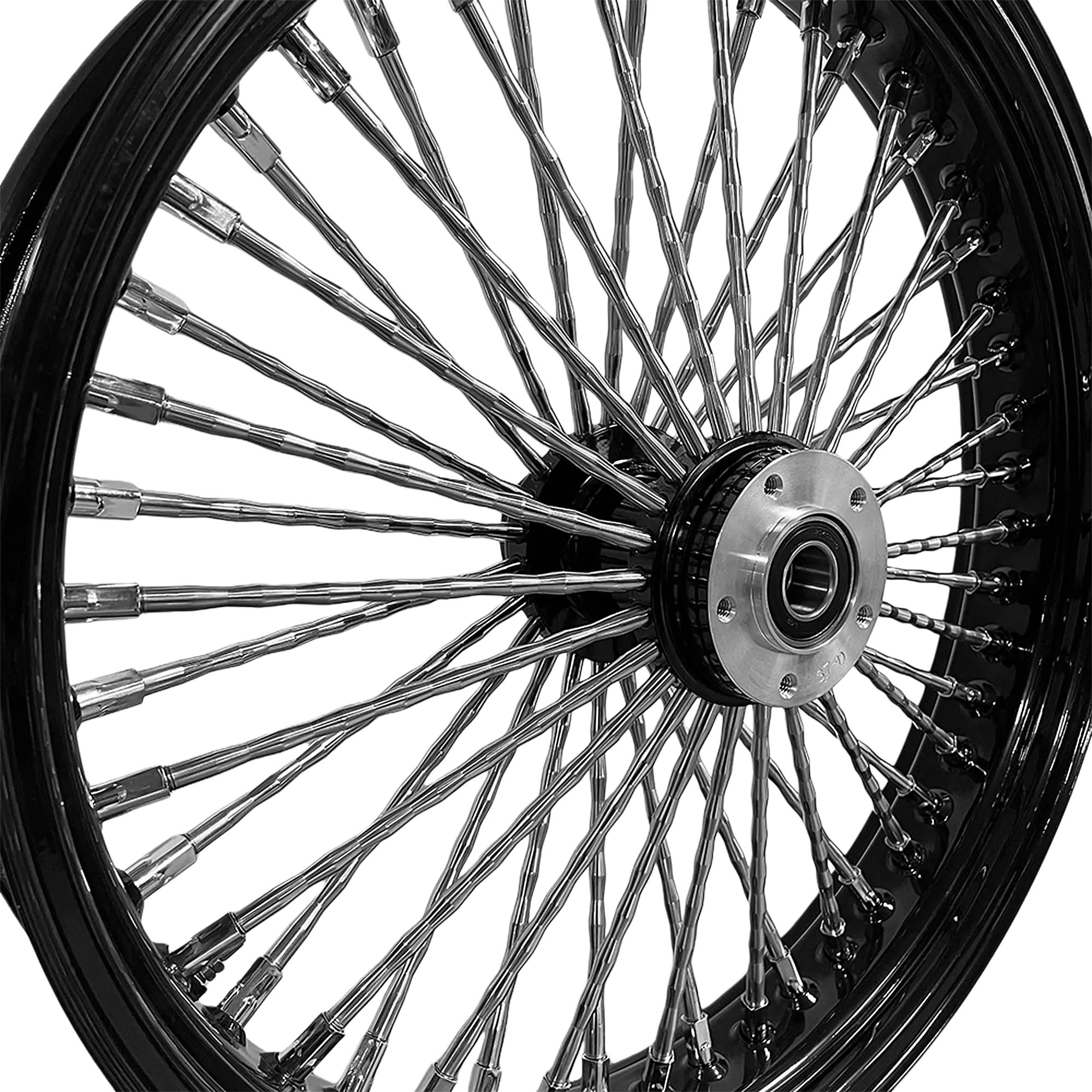 Fat 52 Stainless-Steel Ripple-Spoke Wheel — Black & Chrome - Image 4