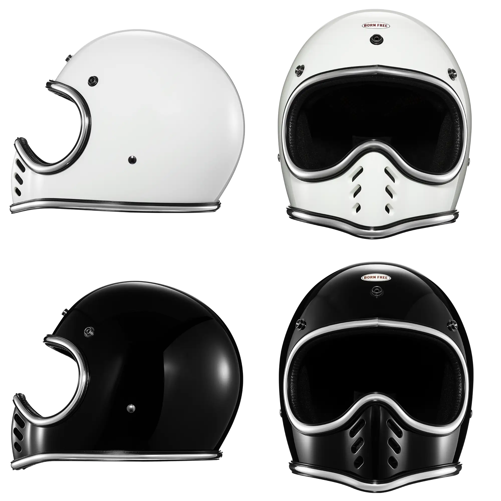 BornFree Mini Moto3 Vintage MX-Inspired Novelty Helmet – Chrome Trim Edition - Image 7