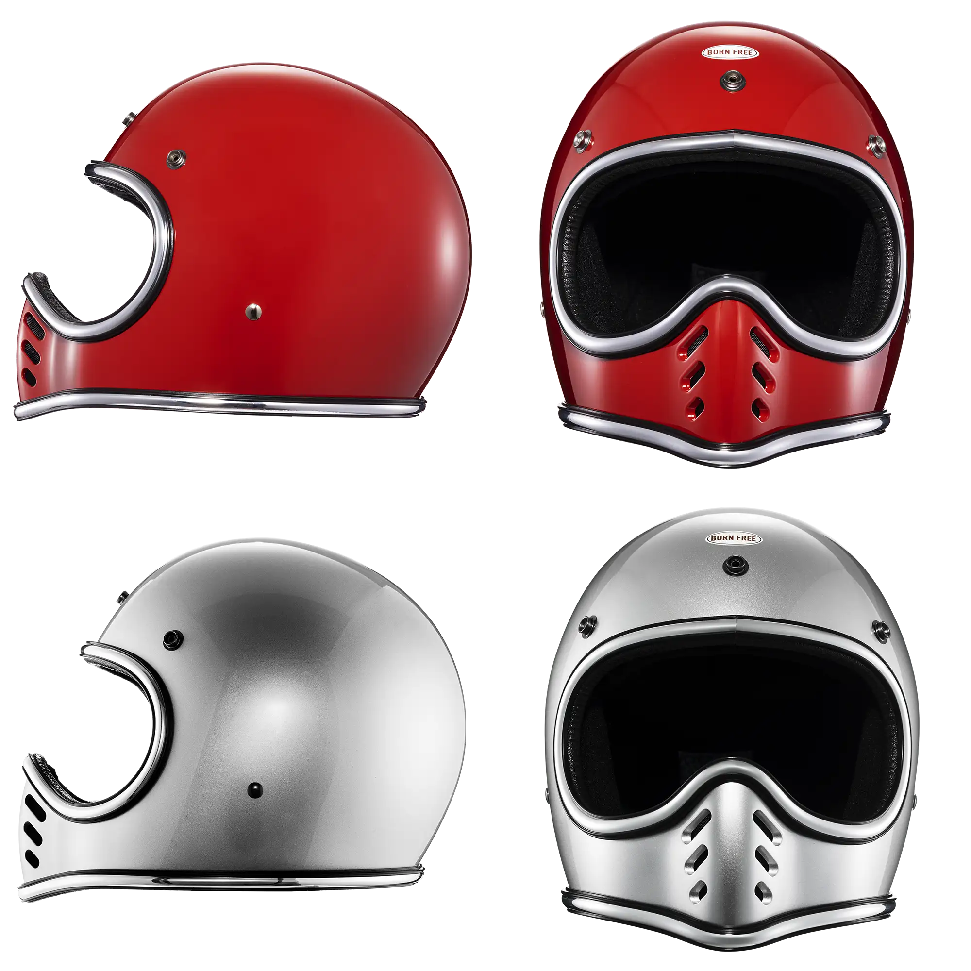BornFree Mini Moto3 Vintage MX-Inspired Novelty Helmet – Chrome Trim Edition - Image 8