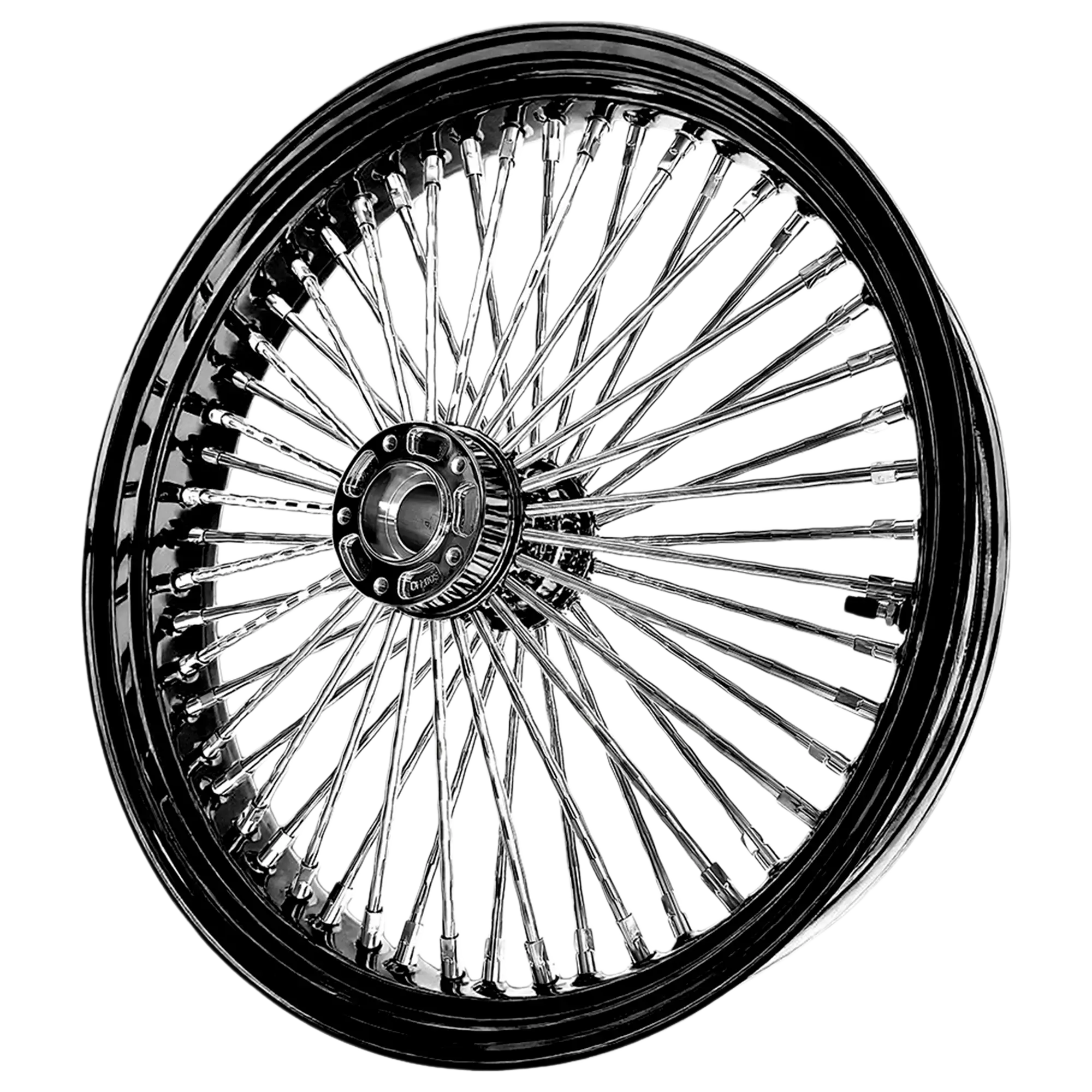 Fat 52 Stainless-Steel Ripple-Spoke Wheel — Black & Chrome