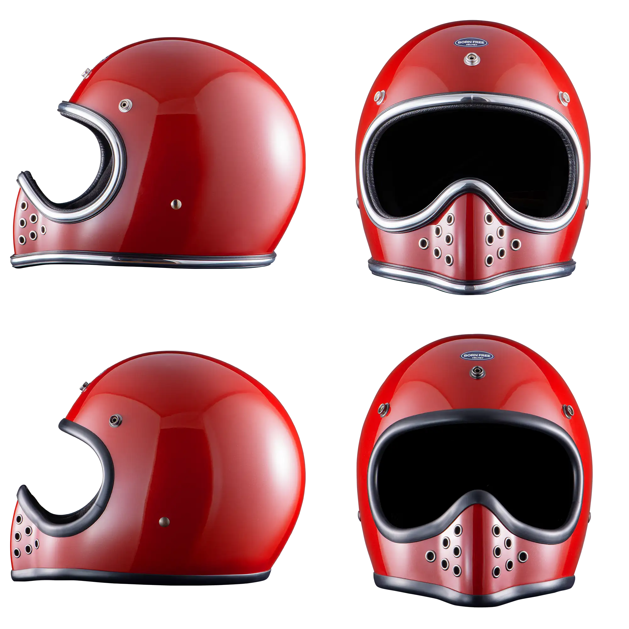 BornFree Mini Moto3 Round-Vent Vintage MX-Inspired Novelty Helmet - Image 8