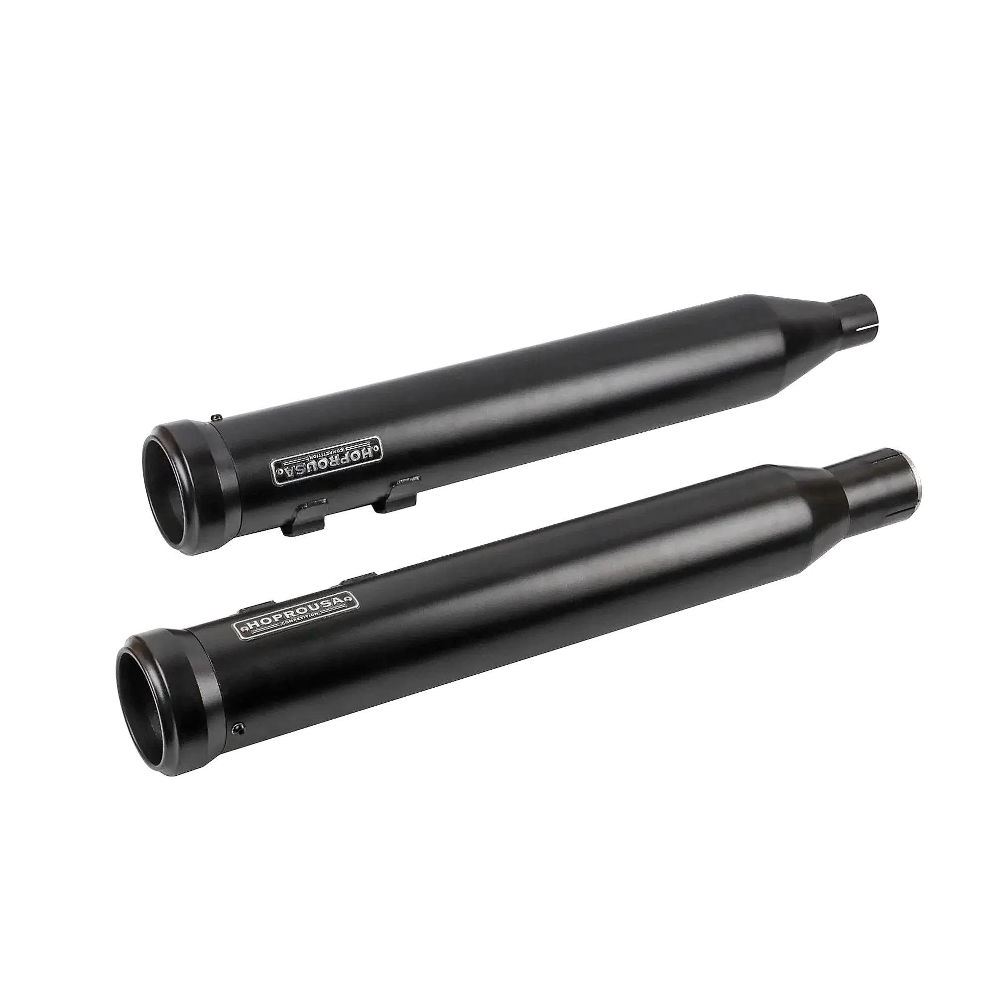Black Slip-On Mufflers with Custom End Caps for 2017+ Harley Touring - Image 3
