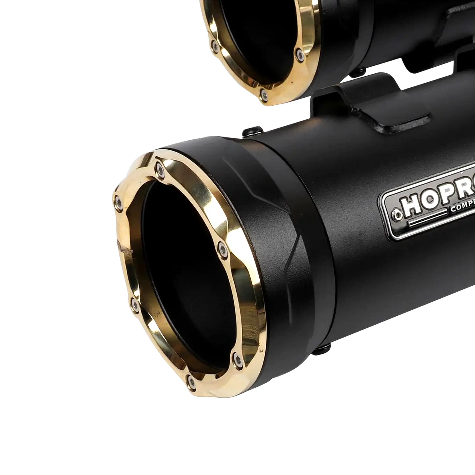 Black Slip-On Mufflers with Custom End Caps for 2017+ Harley Touring - Image 4