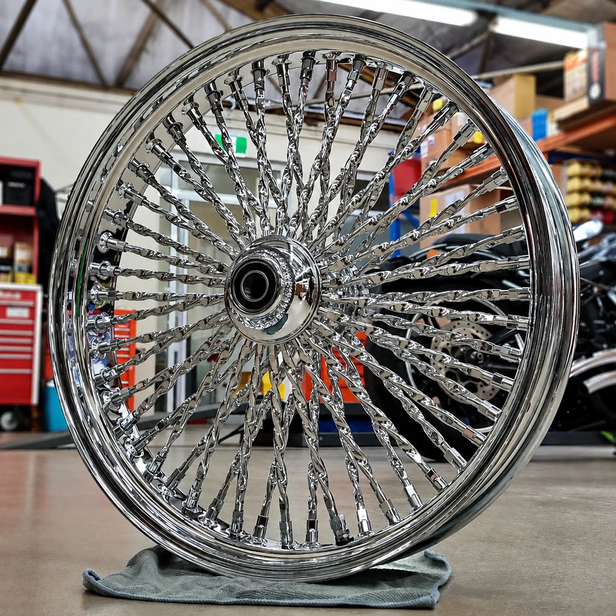 Fat 52 Twisted Stainless-Steel Spoke Chrome Wheel - Image 6