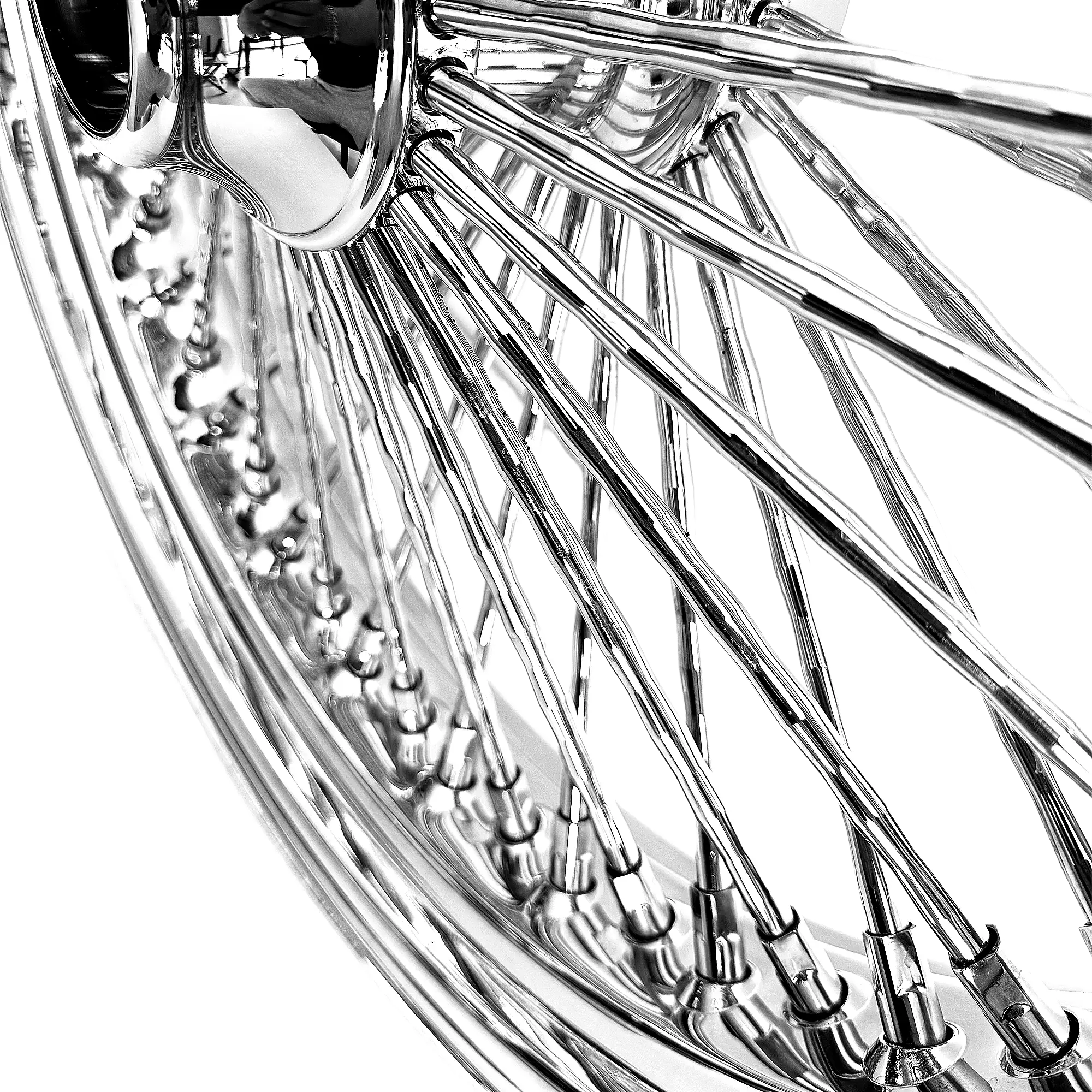 Fat 52 Stainless-Steel Ripple-Spoke Chrome Wheel - Image 7