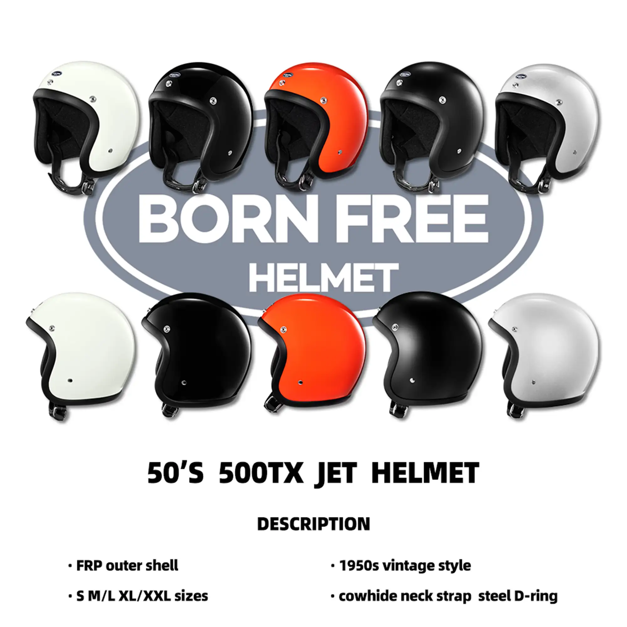 BornFree 50s 500TX-Inspired Fiberglass 3/4 Novelty Helmet - Image 6