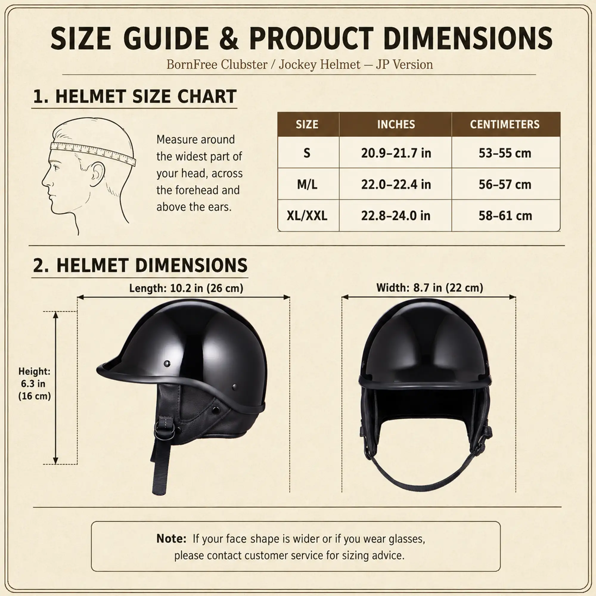 BornFree Clubster Vintage Jockey-Style Half Helmet – Japan-Market Version - Image 4