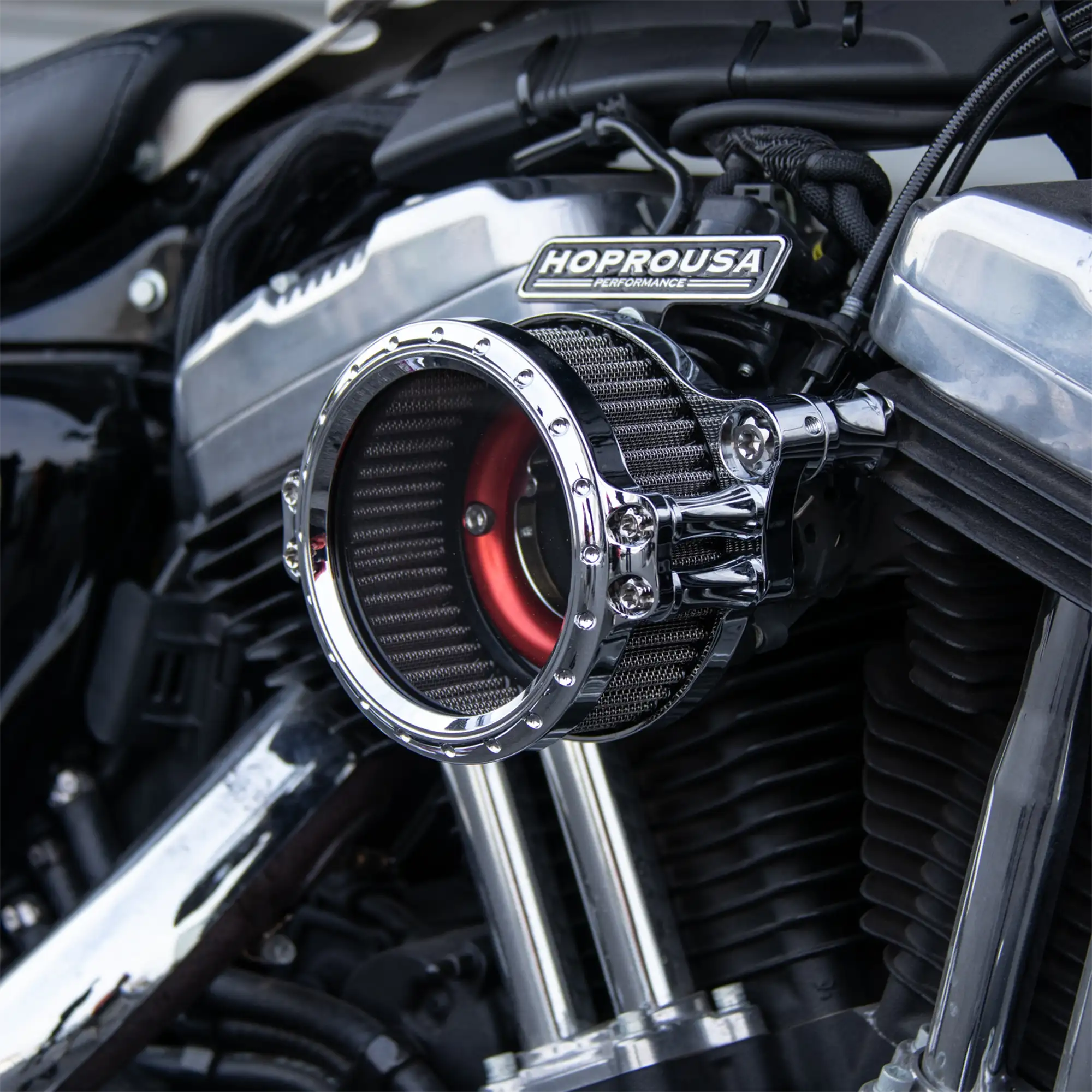 Clear View Round CNC High-Flow Air Cleaner for Sportster - Image 4